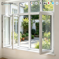 Fenêtre à auvent en aluminium à rupture de pont thermique certifiée CE, grand panneau de verre, style américain, pour maison, fenêtre à battant