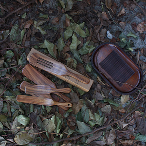 Juego de Utensilios de Cocina de Madera de Acacia Sunshine Hemu, 5 Piezas, Resistentes al Calor, Espátula, Cuchara, Colador para Ensaladas, Espátula de Madera - Product Image 3