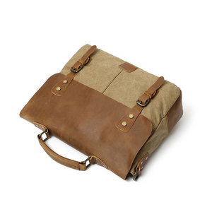 Bolsa de Lona al por Mayor, Bolso de Hombro Grande Informal para Negocios, Maletín para Portátil, Maletines de Cuero Genuino Vintage Crazy Horse para Hombre - Product Image 5