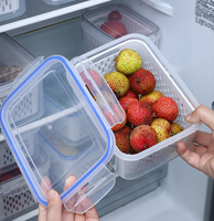 Plateaux de drainage en plastique de qualité alimentaire pour fruits et légumes, boîtes de rangement scellées pour réfrigérateur - Vente en gros