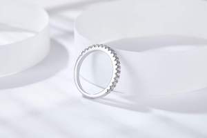 1.3mm <strong>Top</strong> D Moissanite White Gold Rhodium Plated Silver Engagement <strong>Ring</strong> Diamond Wedding <strong>Finger</strong> Simple <strong>Rings</strong> - Product Image 3