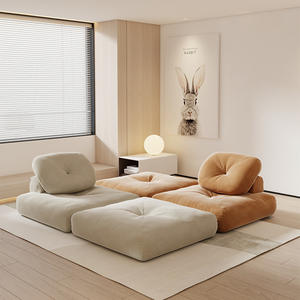 Juego de sofá crema de tela Silence Wind, sofá cama Tatami con módulo extraíble y sin reposabrazos para uso en la sala de estar - Product Image 4