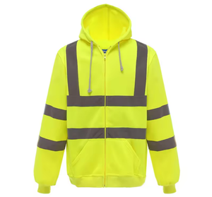 Chaqueta con Capucha de Alta Visibilidad ANSI Personalizada, Chaqueta de Forro Polar con Cremallera Completa para Hombre, para Deportes al Aire Libre y Trabajo - Product Image 4