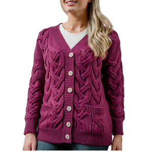 All'ingrosso abbigliamento donna con bottoni personalizzati e <span class=keywords><strong>Cardigan</strong></span> da donna con cavo pesante - Product Image 4
