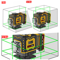 Niveau laser à lumière rouge de haute qualité ODM, niveleur de terrain autonivelant 12/16 lignes, garantie 3 ans, batterie au lithium pour usage domestique et industriel