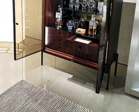 Vitrine Murale en Verre de Luxe Léger Italien avec Éclairage, Buffet de Rangement Moderne Haut de Gamme pour Villa et Salle à Manger