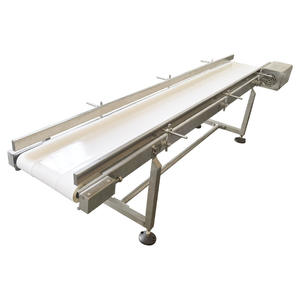 पोर्टेबल फ्लैट बेल्ट कन्वेयर सिस्टम टिकाऊ पु रबर एंटी-बैक्टीरियल एडजस्टेबल स्पीड - Product Image 1