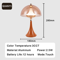Lampe de table LED moderne rechargeable, corps en aluminium, commande tactile flexible, sans fil, alimentée par batterie, lumière de nuit protectrice pour les yeux