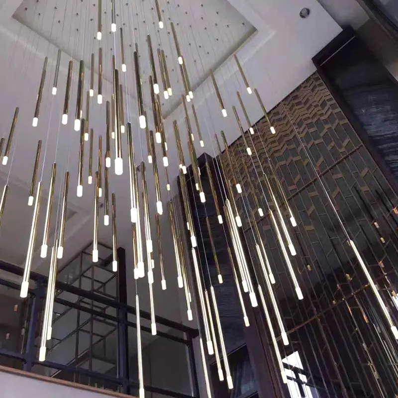 Nordic Art Stainless steel Vintage Hanging Lamp Restaurant Hotel Office Decorative Linear Pendant Light