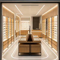 Vitrine en bois pour lunettes de vue et de soleil avec miroir intégré pour magasin d'optique, centre commercial ou kiosque de vente au détail