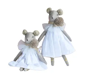 Gaun pernikahan putih Linen murni boneka kain tikus mainan mewah uniseks mode khusus 1:10 boneka lain boneka ac-mouse-M6