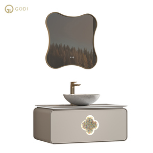 GODI Custom Small Apartment Design <span class=keywords><strong>Mueble</strong></span> de baño de hotel montado en la pared <span class=keywords><strong>Mueble</strong></span> de baño blanco - Product Image 2