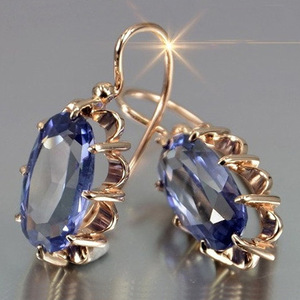 Boucles d'oreilles vintage multicolores en zircon à huit griffes pour femmes, bijoux de mode d'inspiration royale - Product Image 1