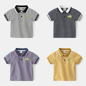 T-shirt d'été pour enfants en coton tissé 100 % rayé, personnalisable, fabriqué en Chine, vente en gros - Product Image 2