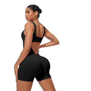 Combinaison de sport courte pour femme, sans manches, sexy, dos nu, vêtements de yoga, tenue de cyclisme, combinaison une pièce, vêtements de loisirs de plein air - Product Image 3