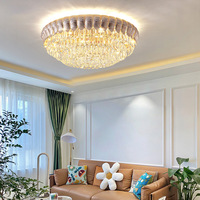 Plafonnier LED de luxe nordique à montage en surface, en cristal rond, pour salon