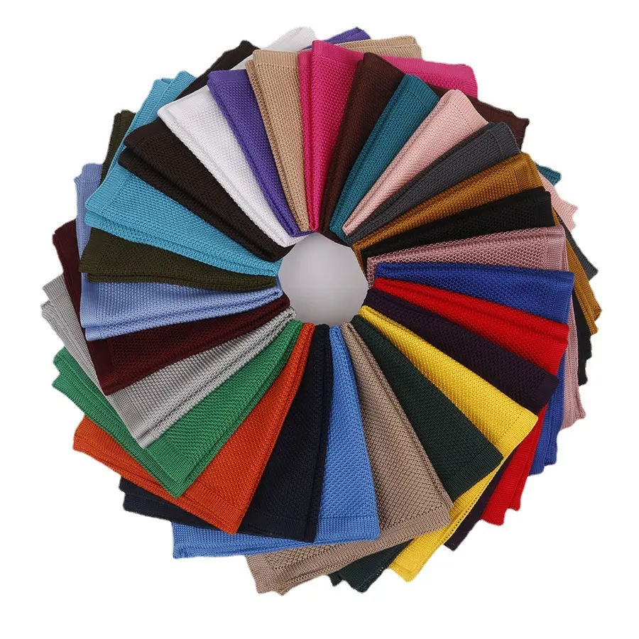 Pañuelos de punto de pañuelo de bolsillo cuadrado de Color sólido de alta calidad de 25*25cm para mujer