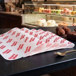 Custom Food Grade <b>Greaseproof</b> PE Coated Biodegradable <b>Paper</b> for Cake Chocolate Bread Snack Packaging with Logo - Product Image 4