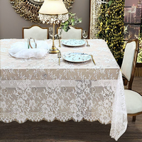 Nappe rectangulaire moderne YongHo en tissu brodé floral et dentelle, écologique et durable, blanche, pour la maison, les restaurants et les hôtels