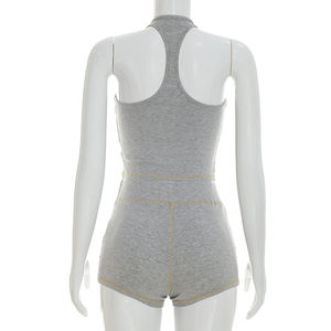 Viviblook Q26ST021 Women Casual Two Piece Summer <b>Set</b> Solid Color Regular Fit Halter Shorts <b>Set</b> - Product Image 4