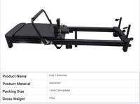 Machine de Pilates Reformer pliable et portable à piste complète en alliage d'aluminium noir, OEM ODM personnalisé pour studio de Pilates à domicile