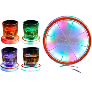 RGB Mat Cup Thickened Silicone Table Mat Non Slip LED Cup Pad Coasters For Drinking