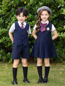 Ensemble d'été style collège britannique pour garçons et filles, uniforme scolaire primaire, <span class=keywords><strong>costume</strong></span> de chorale de classe, coton pour la remise des diplômes - Product Image 1