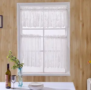 Wholesale Finished Home Curtains Rod Pocket Type Embroidered Lace Kitchen sheer Curtain For Window Dining Room Cafe