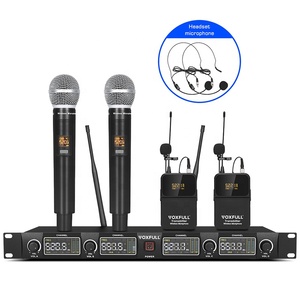 Micro Karaoke Không Dây <span class=keywords><strong>4</strong></span> Kênh Chuyên Nghiệp Với Tai Nghe Lavalier Cầm Tay Và Hội Nghị Cho Buổi Tiệc Diễn Thuyết Nhà Thờ KTV - Product Image 3