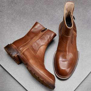 Chaussures en cuir véritable de qualité professionnelle imperméables - Respirantes - Style britannique rétro - Motif léopard - Chaussures pour hommes - Product Image 6