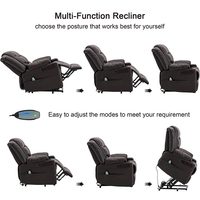 Fauteuil inclinable moderne pour adulte, grand modèle, avec assistance électrique, fonction massage, poches latérales extra larges en bois