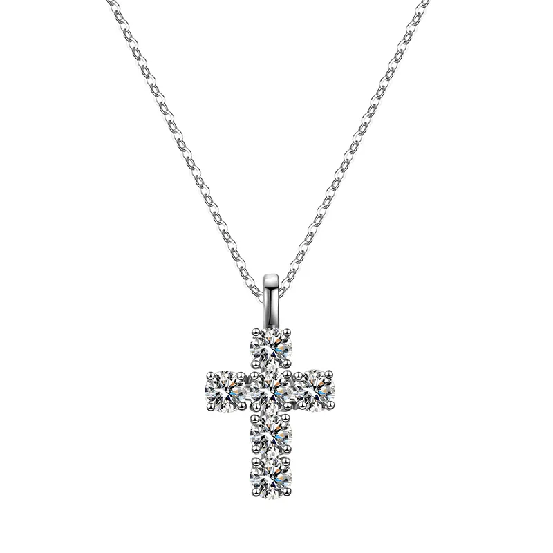 Wholesale price S925 sterling silver 3 CT moissanite pendant solitaire necklace cross design for Mother's day gift jewelry