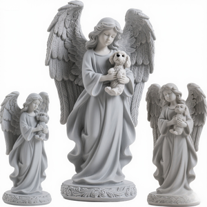 Le <span class=keywords><strong>ali</strong></span> d'angelo <span class=keywords><strong>con</strong></span> un piccolo cane in armi la statua in resina, decorazione figurina di angelo pregano il Display di Design - Product Image 1