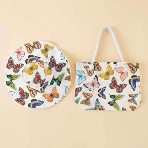 ชุดกระเป๋าผ้าใบสองชิ้นสไตล์ยุโรปและอเมริกา พร้อมหมวกชายหาด ดีไซน์เรียบง่ายทันสมัย เหมาะสำหรับการช้อปปิ้งและสวมใส่สบายๆ - Product Image 4