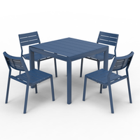 Ensemble de salle à manger de patio en aluminium commercial, entièrement en aluminium, revêtement poudré, résistant aux intempéries, table et chaises en métal pour café et restaurant