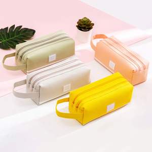 <span class=keywords><strong>Astuccio</strong></span> per matite giallo rosa con stampa a colori grande per bambini di grande capacità con manico - Product Image 1
