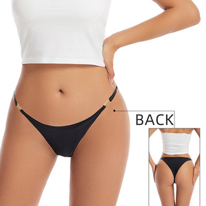 ชุดบิกินี่ลายสก็อตแบบเซ็กซี่แฟชั่น ชิ้นเดียว ทรงสปอร์ต แบบ Thong ไร้รอยต่อ เอวต่ำ ผ้าถัก มีโลโก้ที่ขอบเอว - Product Image 3