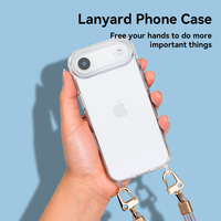 Funda de teléfono transparente con correa cruzada para iPhone 17, diseñada con un marco de correa de teléfono colorido, adecuado para IPhone14 15 16 17