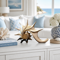 Sculpture abstraite en résine coquillage conque, figurine spirale or-brun, décoration de luxe pour la maison, art côtier pour salon, vente en gros, cadeau de bureau