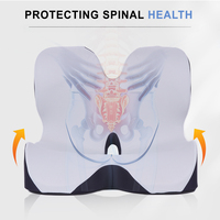 Coussin de siège ergonomique en mousse à mémoire de forme et support dorsal 2-en-1 intégré pour chaise de bureau, voiture, soutien orthopédique du coccyx