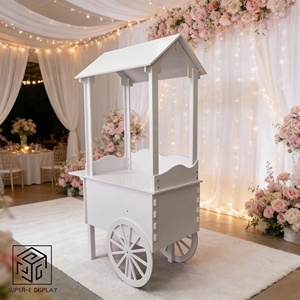 Chariot à bonbons blanc en PVC à prix abordable pour mariage, petit chariot à desserts pour fête de mariage, <span class=keywords><strong>bar</strong></span> à bonbons avec roues à vendre - Product Image 6