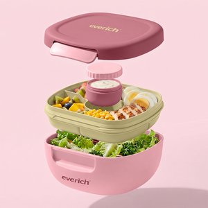Boîte à lunch multifonctionnelle de 1500 ml pour pique-nique et voyage, 5 compartiments, double couche, pour salade de fruits - Product Image 2