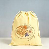 Pochette en toile pliable compacte à motif de dessin animé écologique, avec cordon de serrage, logo personnalisé pour le bureau/l'école, promotionnelle