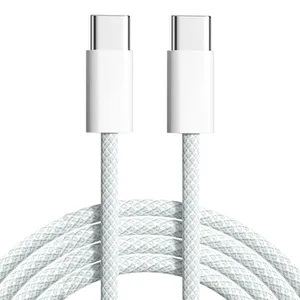 Macaron Color Braided PD 60W USB C TO TYPE C Fast Charging Cable for Iphone 15 Type-c data Cable 1 M 2M
