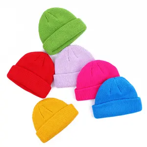 High quality custom made high beany cap cotton blank weave knit wholesale slouchy suff winter caps