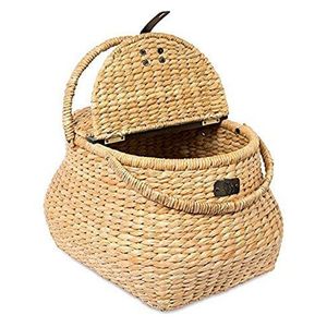Cesta de picnic estilo bohemio de jacinto de agua y junco marino con tapa y asas, organizador de almacenamiento ecológico, venta al por mayor, Vietnam - Product Image 2