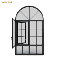 Wazzor Nuevo producto en China Inicio Arco impermeable Ventanas de aluminio Estilo francés