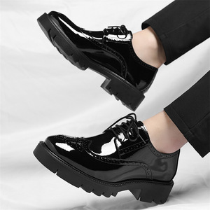 Chaussures en cuir décontractées pour hommes, chaussures en cuir à semelle épaisse augmentant la taille de 8 cm, chaussures habillées formelles pour affaires, chaussures de soirée - Product Image 4