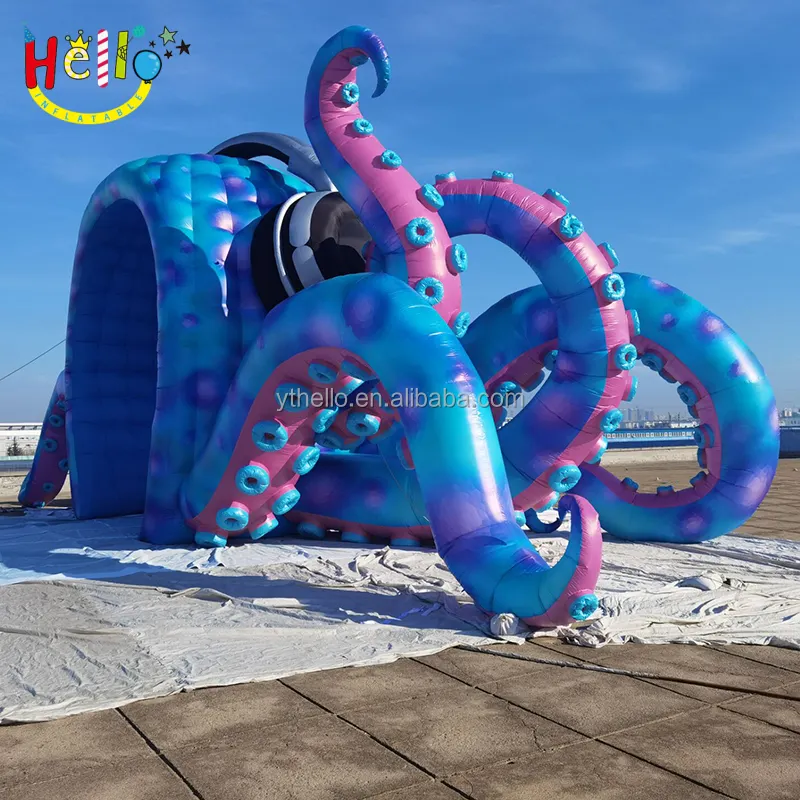 Pulpo inflable con luces Led, portátil, cabina de DJ