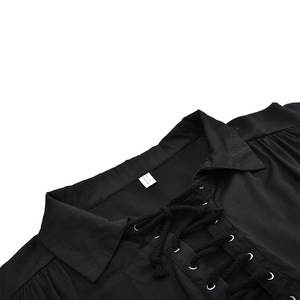 Chemise ample à lacets de couleur unie pour homme, style médiéval, pour spectacle scénique, couleur blanche - Product Image 5